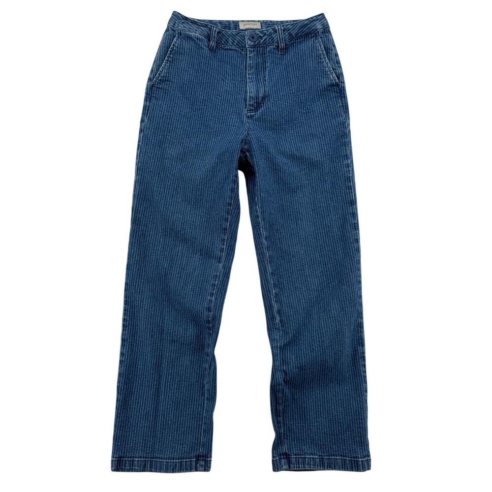 Brixton Victory Pant Women 25 Blue Excellent Pinstripe Denim High Rise Straight